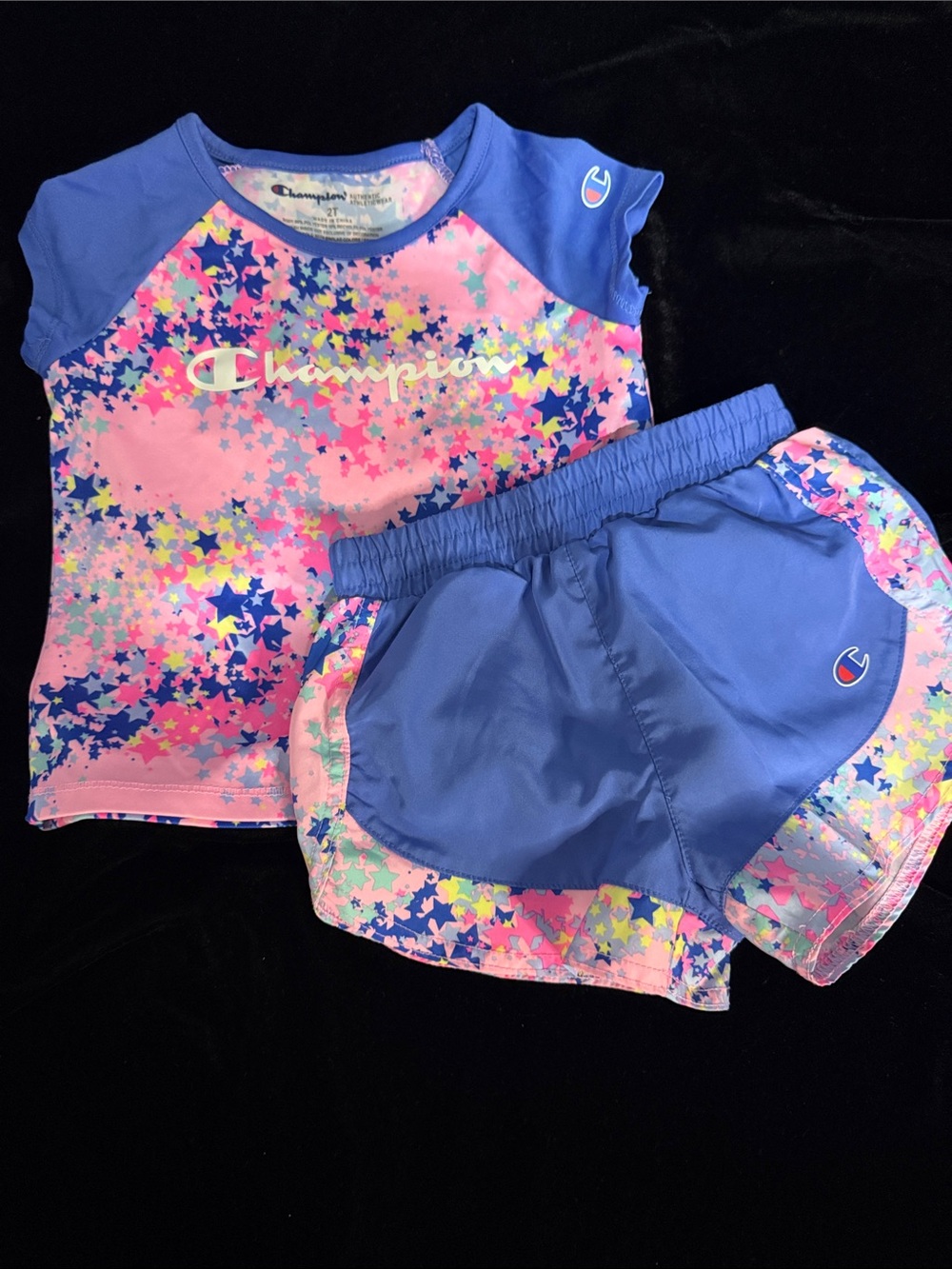 Champion Kids' Pink & Blue Star-Print Short Set